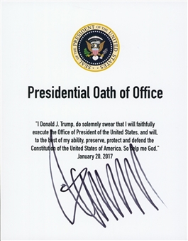 Donald Trump Signed Oath Of Office Signed Prior To His Inauguration (JSA)